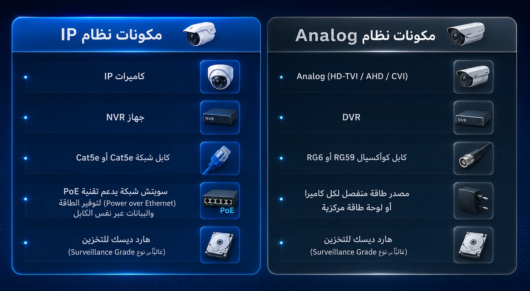 كاميرات المراقبة IP وAnalog: الفرق وأيهما أفضل؟
